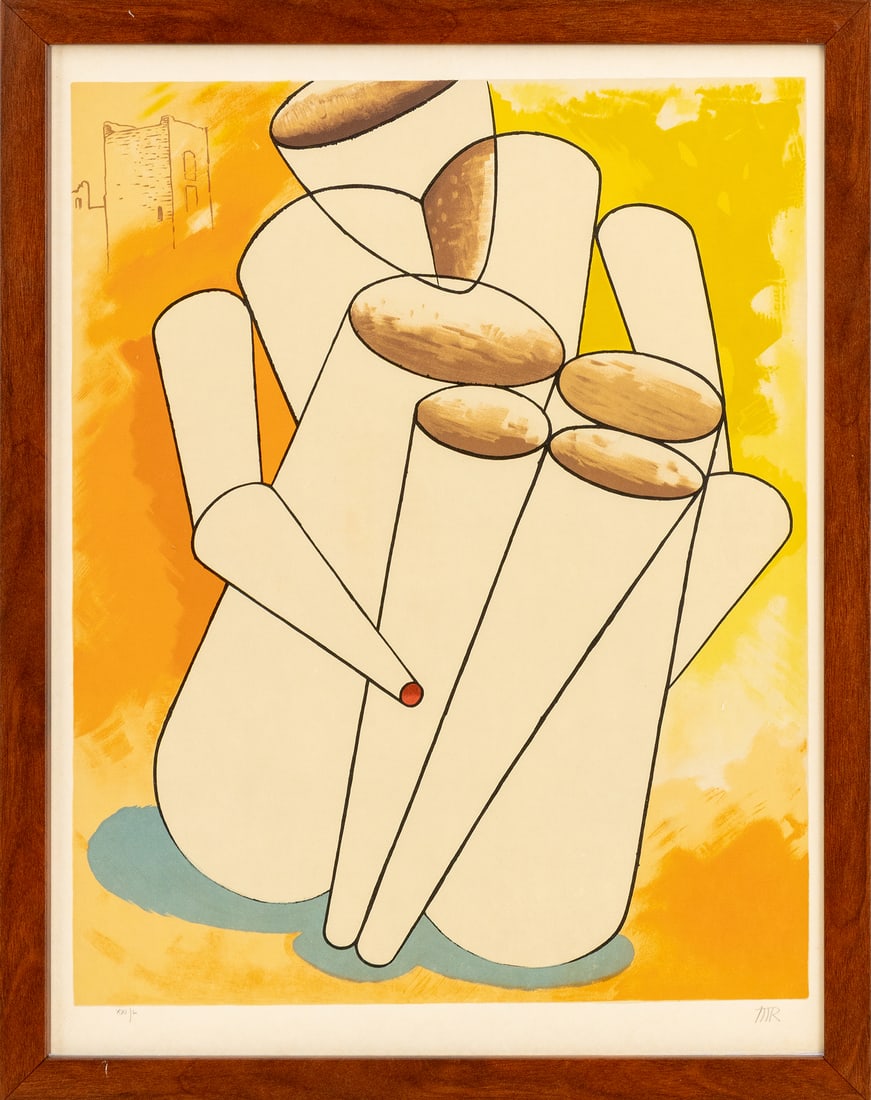 Man Ray "Personage" Lithograph, 1975: Man Ray (American, 1890-1976), "Personage", Lithograph in Colors, 1975, from "An American Portrait 1776-1976", Part II [Not Songs of Loyalty Alone], signed in pencil lower right, numbered edition "XXI