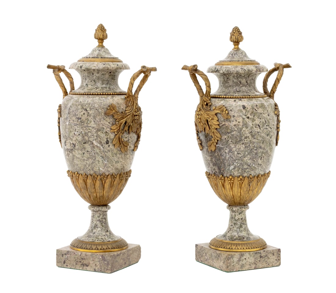 Louis XVI Style Gilt Bronze and Granite Urns, Pair (1 of 10)