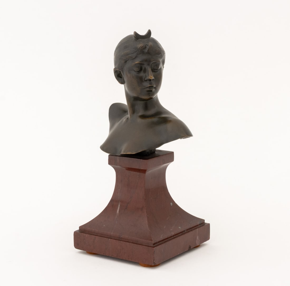 Alexandre Falguiere Bust of Diana Bronze Sculpture - 3