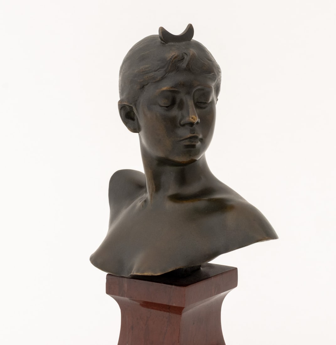 Alexandre Falguiere Bust of Diana Bronze Sculpture - 5