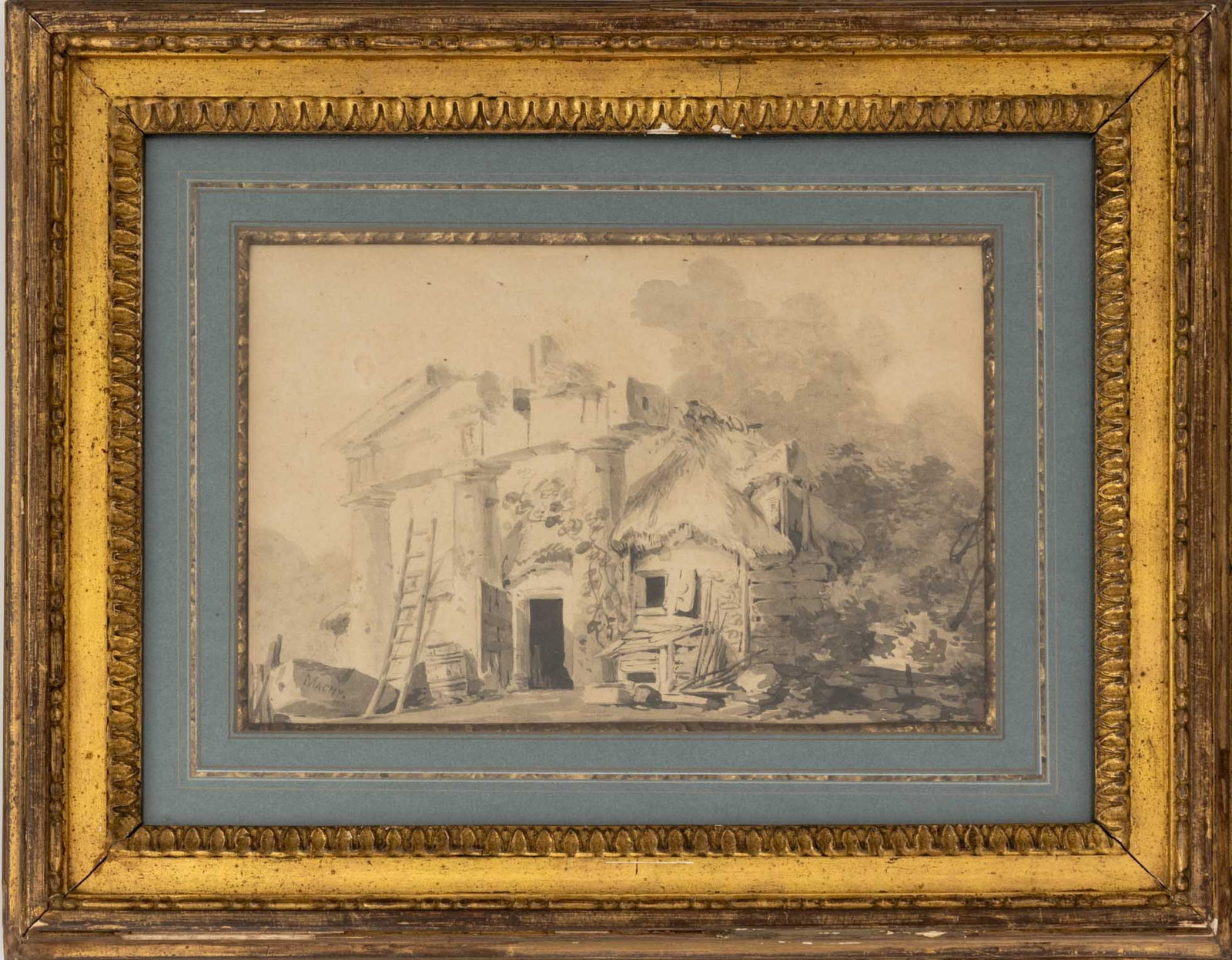Pierre-Antoine Demachy Temple Ruins Ink, 18th C. (1 of 7)