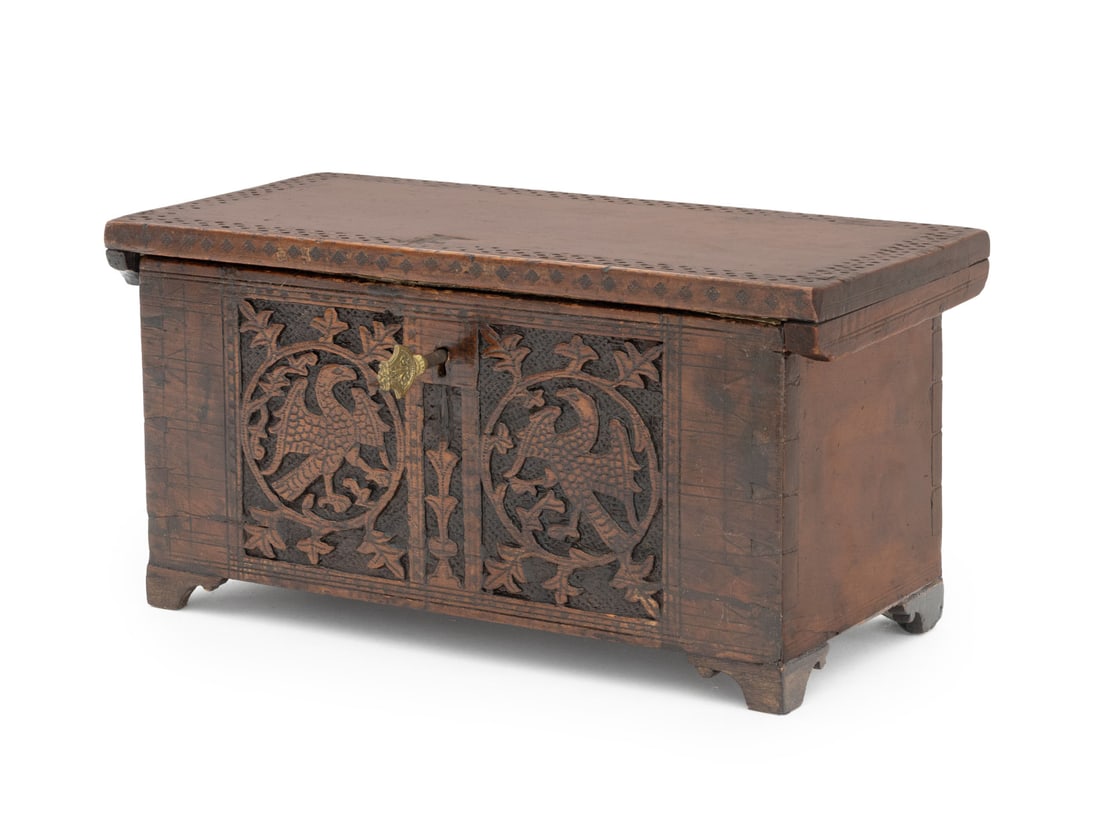 Spanish Mudejar Style Carved Walnut Coffer (1 of 10)