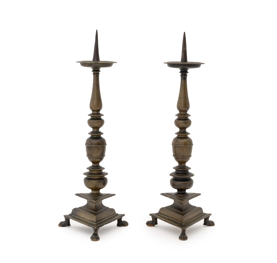 Italian Baroque Bronze Altar Candlesticks, Pair (1 of 11)