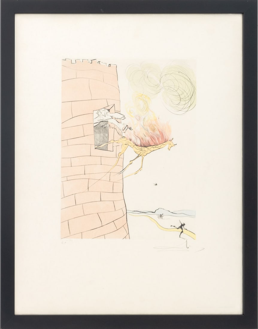 Salvador Dali "Grand Inquisitor ..." Etching, 1974: Salvador Dali (Spanish, 1904-1989), "Le Grand Inquisitor Chasse Le Sauveur" [The Grand Inquisitor Expels the Savior], Drypoint and Etching with Pochoir on Japan Paper, 1974, from "After 50 Years of Su