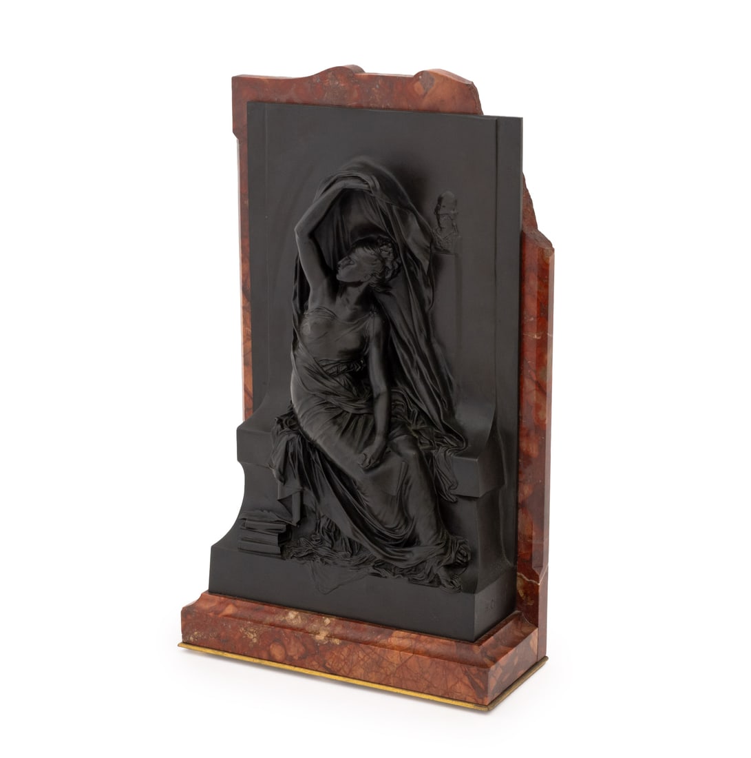 Henri Michel Antoine Chapu "La Verite" Bronze: Henri Michel Antoine Chapu (French, 1833-1891) "La Verite" Patinated Bronze Relief, 19th century, signed "H. Chapu" to right side and "Thiebaut Freres / Fondeurs / Paris" foundry mark to left side, mo