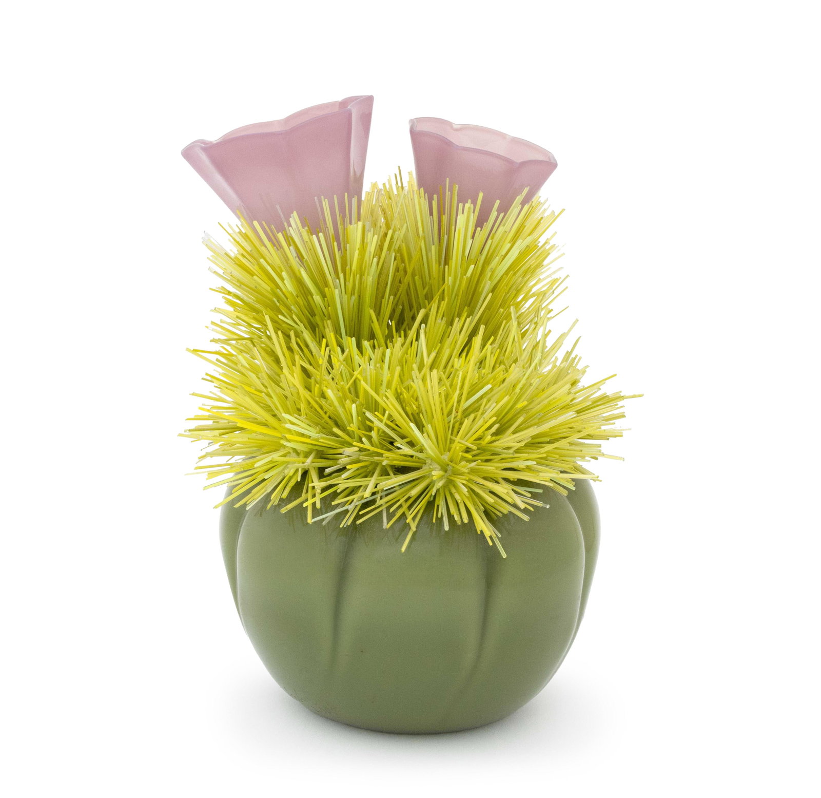 Flo Perkins "Cactus" Sculpture, 2003: Flo Perkins (American, b. 1951) "Cactus" Sculpture, 2003, blown glass and glass threads, signed and dated "F. Perkins 2003" near base. 9" H x 6.75" Diameter. Provenance: From an Upper East Side Estate