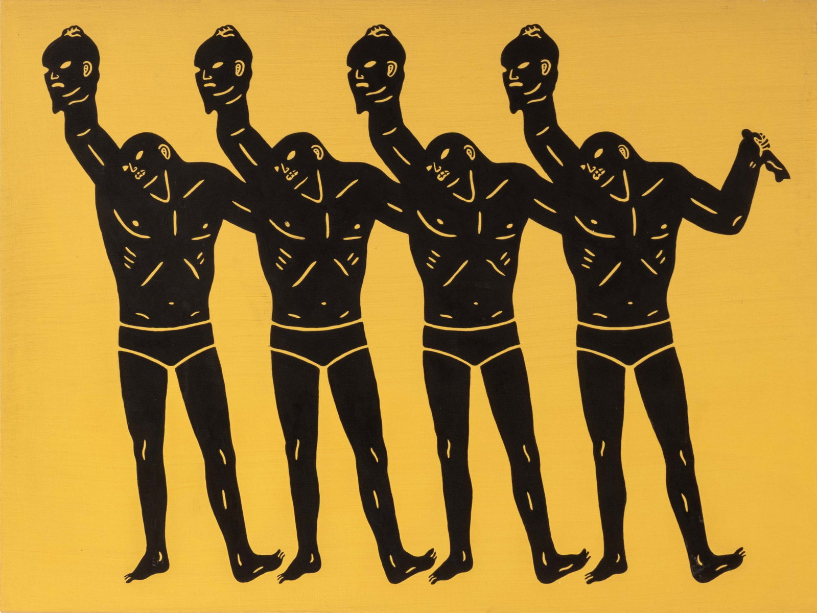 Cleon Peterson "Paint the Town", 2014: Cleon Peterson (American, b. 1973), "Paint the Town", Acrylic on Panel, 2014, signed and dated verso, unframed. 15.75" H x 21" W x 1.75" D. Provenance: From a New York City Collection. Keywords: Paint
