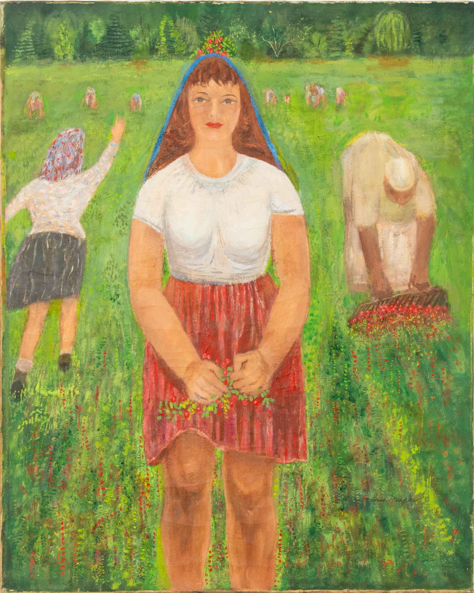 Gus Mager "Cranberry Queen" Oil on Canvas, c. 1950 (1 of 10)