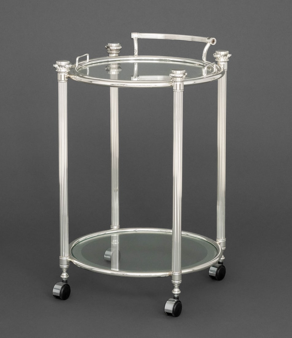 Modern Chrome Plated Two-Tier Bar Cart (1 of 9)