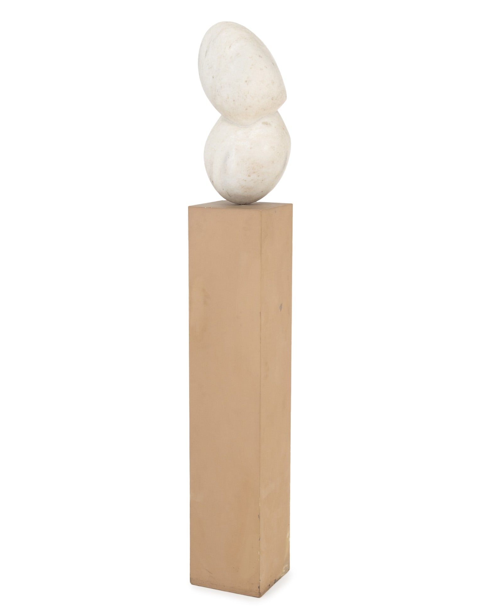 Large Abstract Freeform Carved Stone Sculpture: Large Abstract Carved Hardstone Sculpture, unsigned, mounted atop a pedestal. Sculpture: 20.5" H x 9" W x 8.5" D; overall: 66" H x 10" W x 9" D. Provenance: From a Madison Avenue Collection. Keywords:
