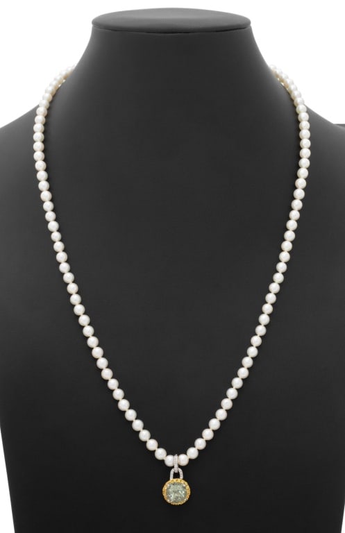 Gold, Diamond, Sapphire, Quartz, & Pearl Necklace (1 of 8)
