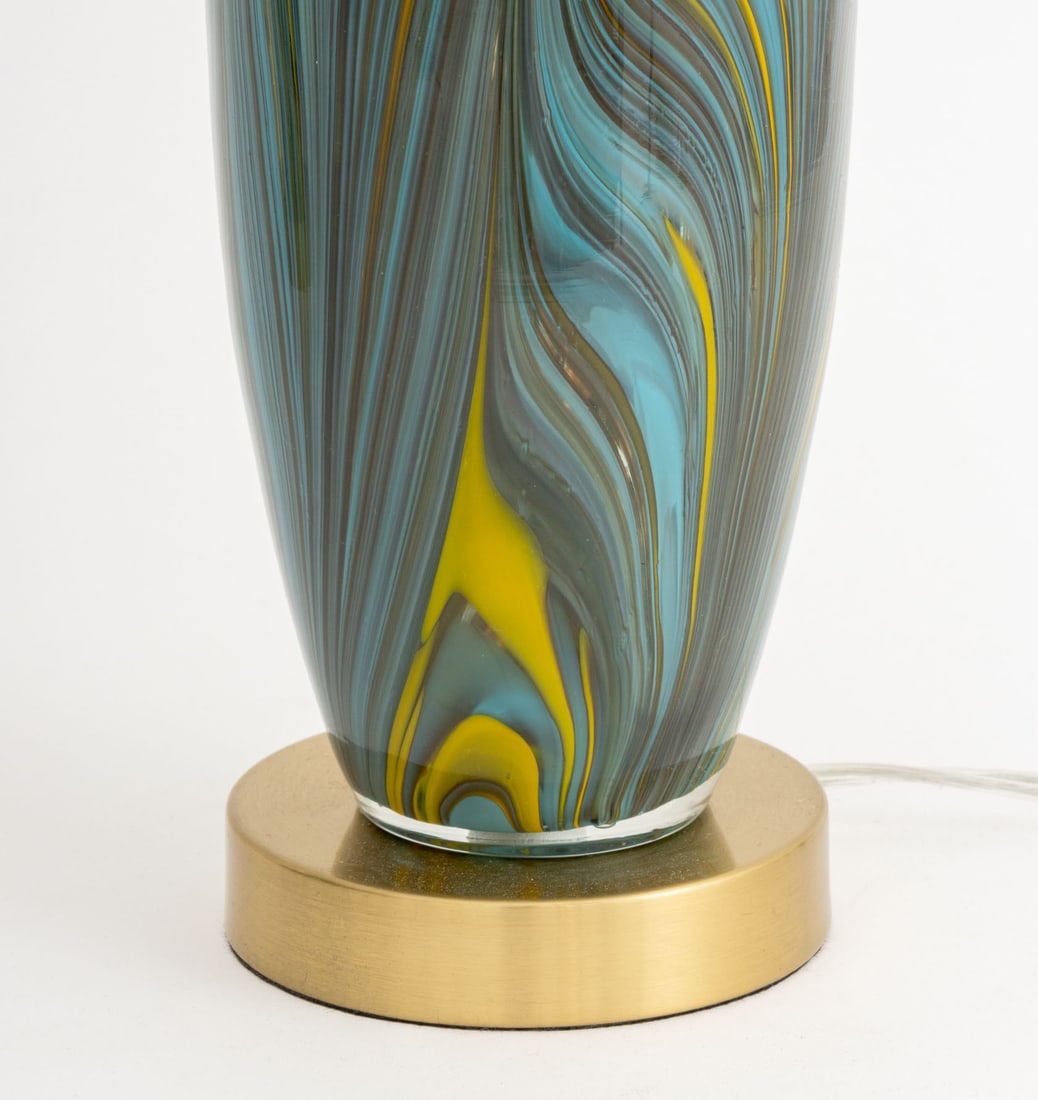 Pulled Feather Glass Table Lamps, Pair - 3