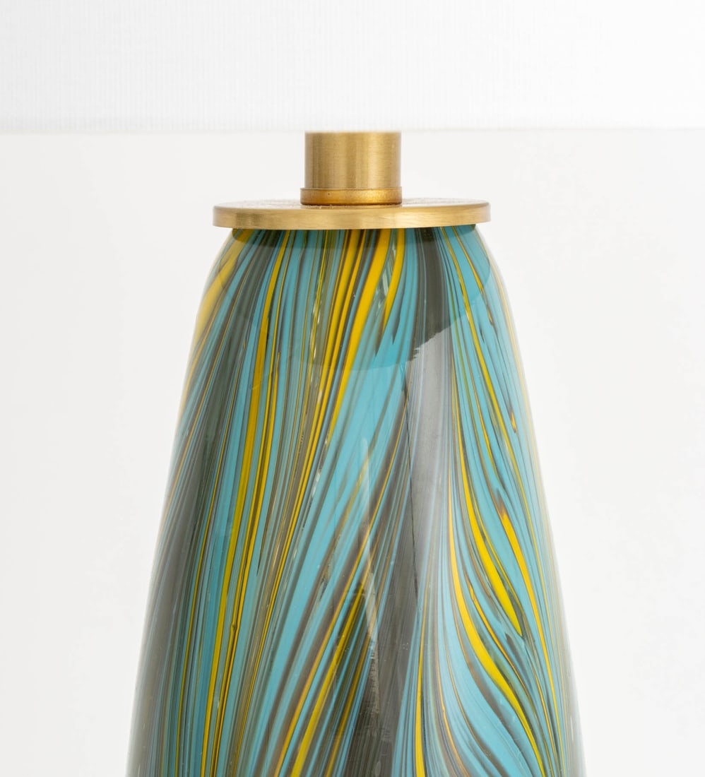 Pulled Feather Glass Table Lamps, Pair - 4