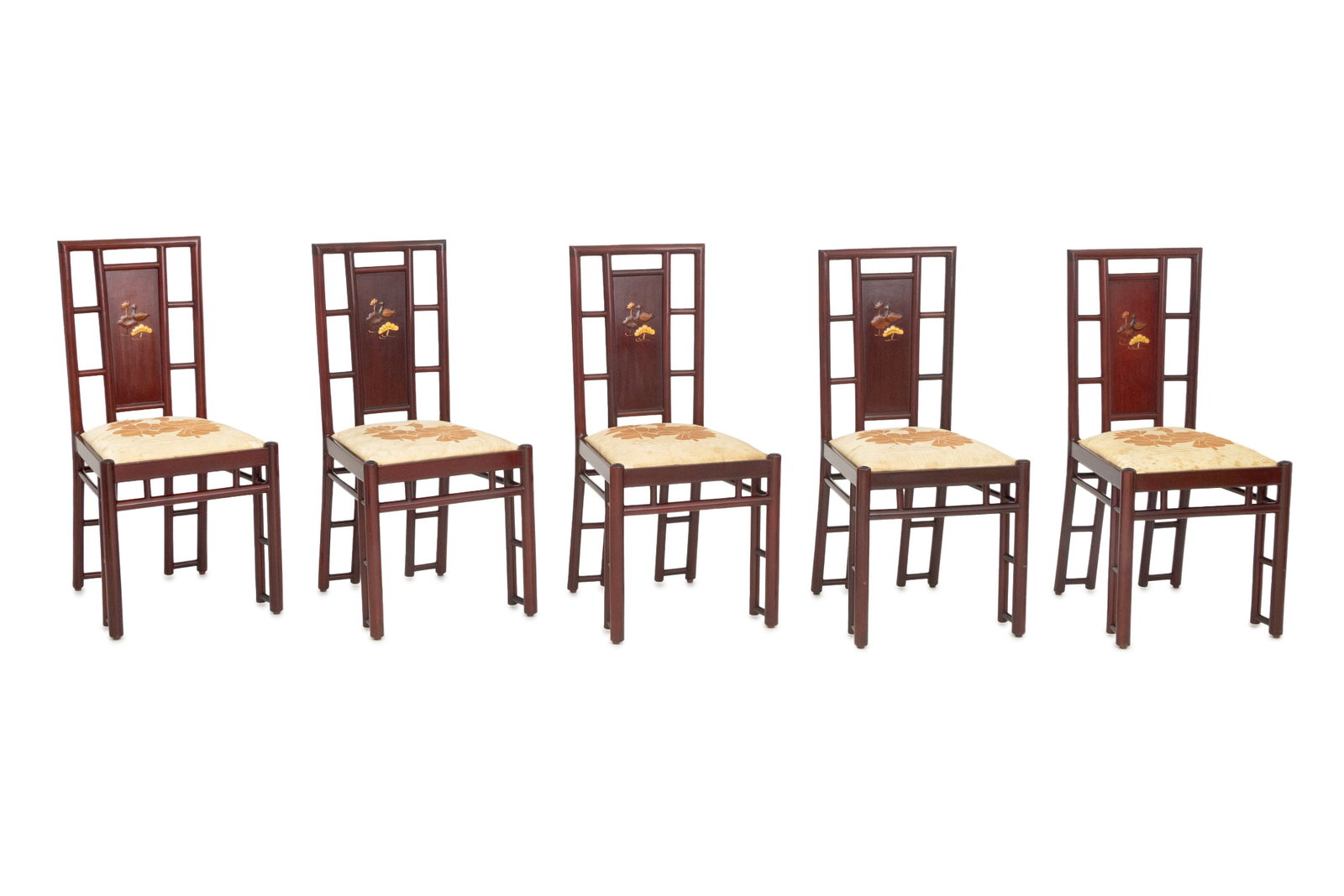 Chinese Duck Motif Inlaid Dining Chairs, 5 (1 of 7)