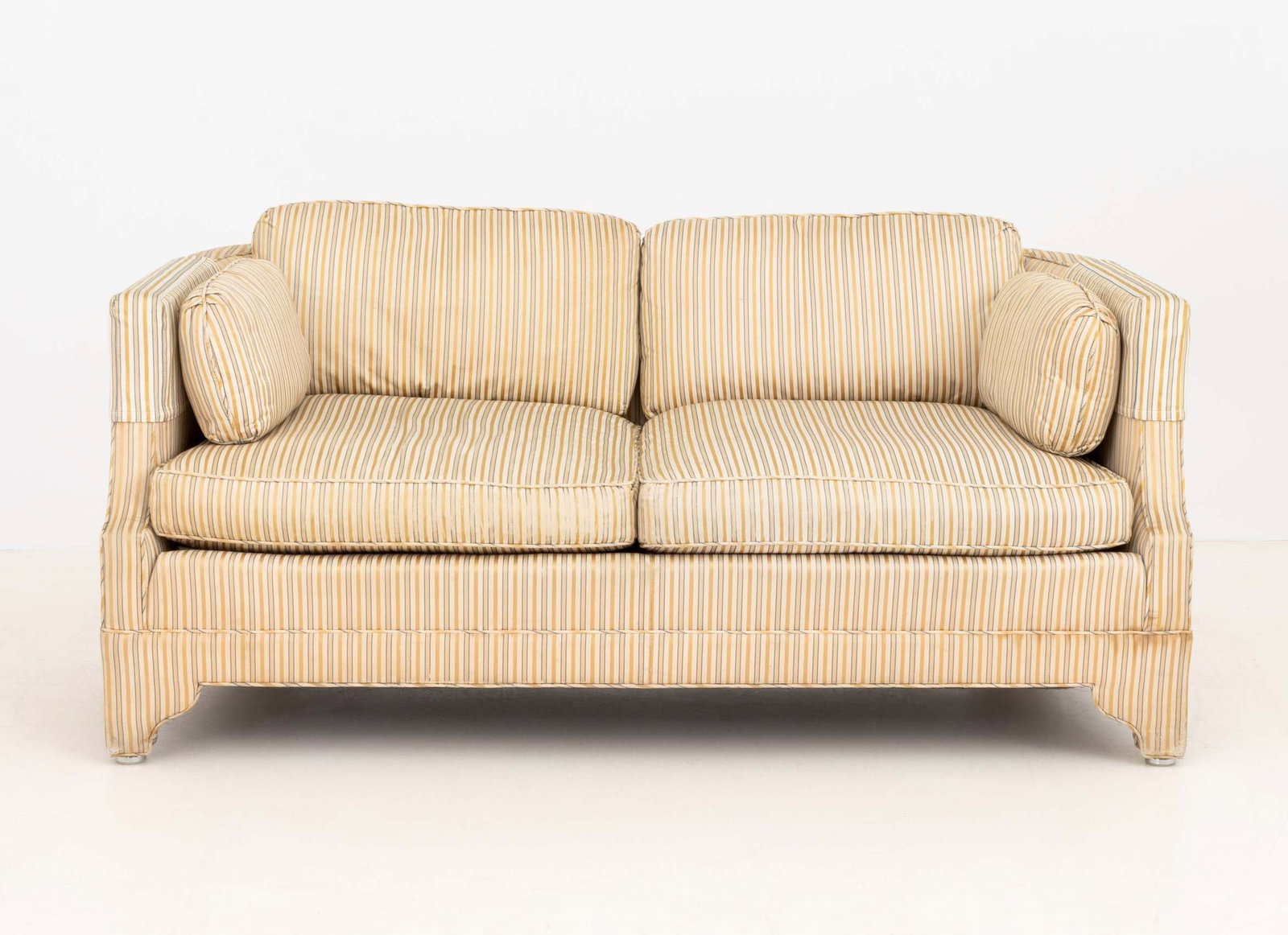American Striped Pattern Upholstered Sofas, Pair - 10