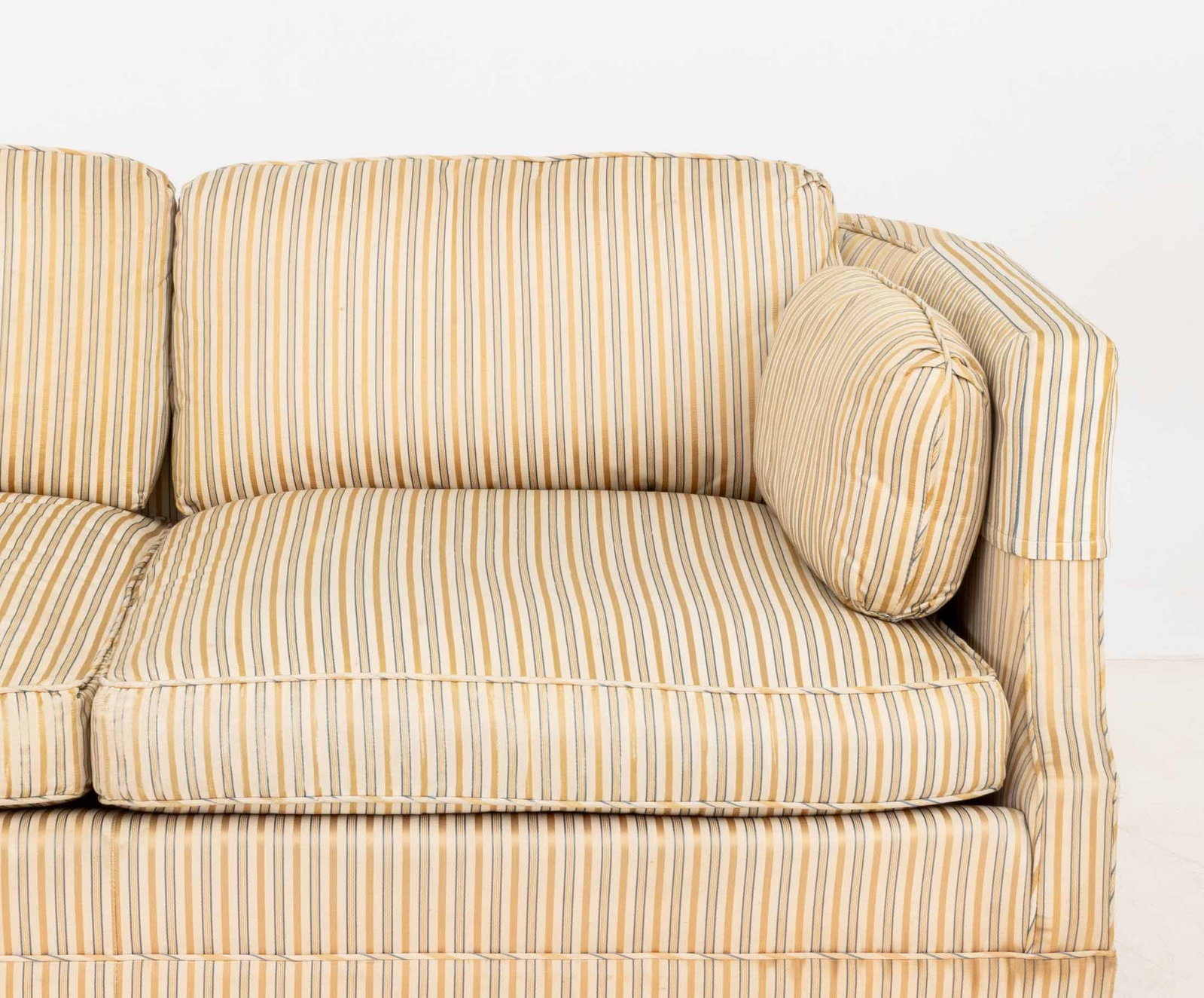 American Striped Pattern Upholstered Sofas, Pair - 11