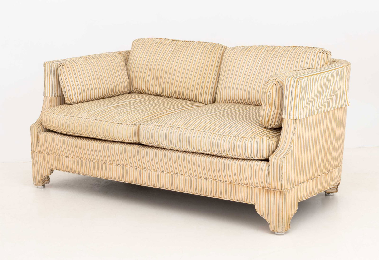American Striped Pattern Upholstered Sofas, Pair - 13