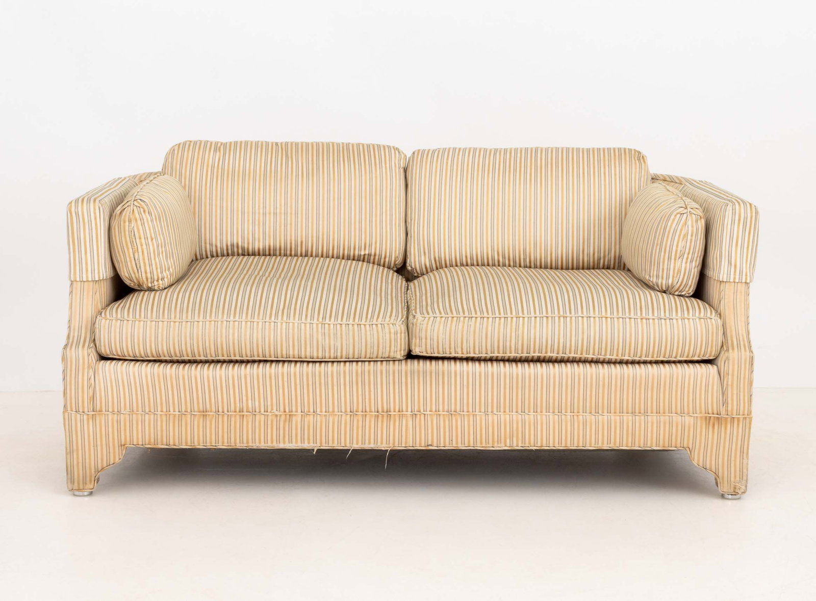 American Striped Pattern Upholstered Sofas, Pair - 2