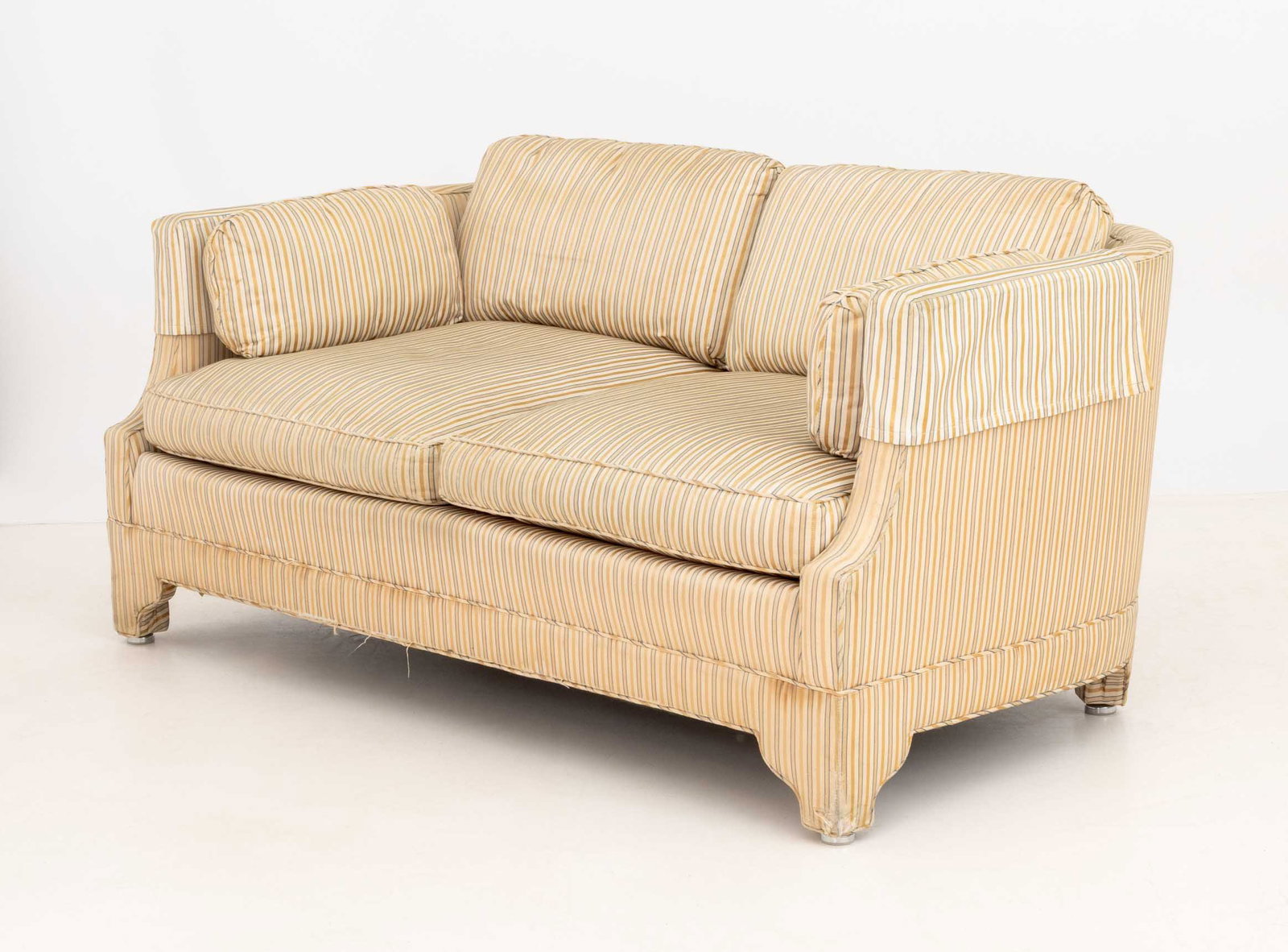 American Striped Pattern Upholstered Sofas, Pair - 5
