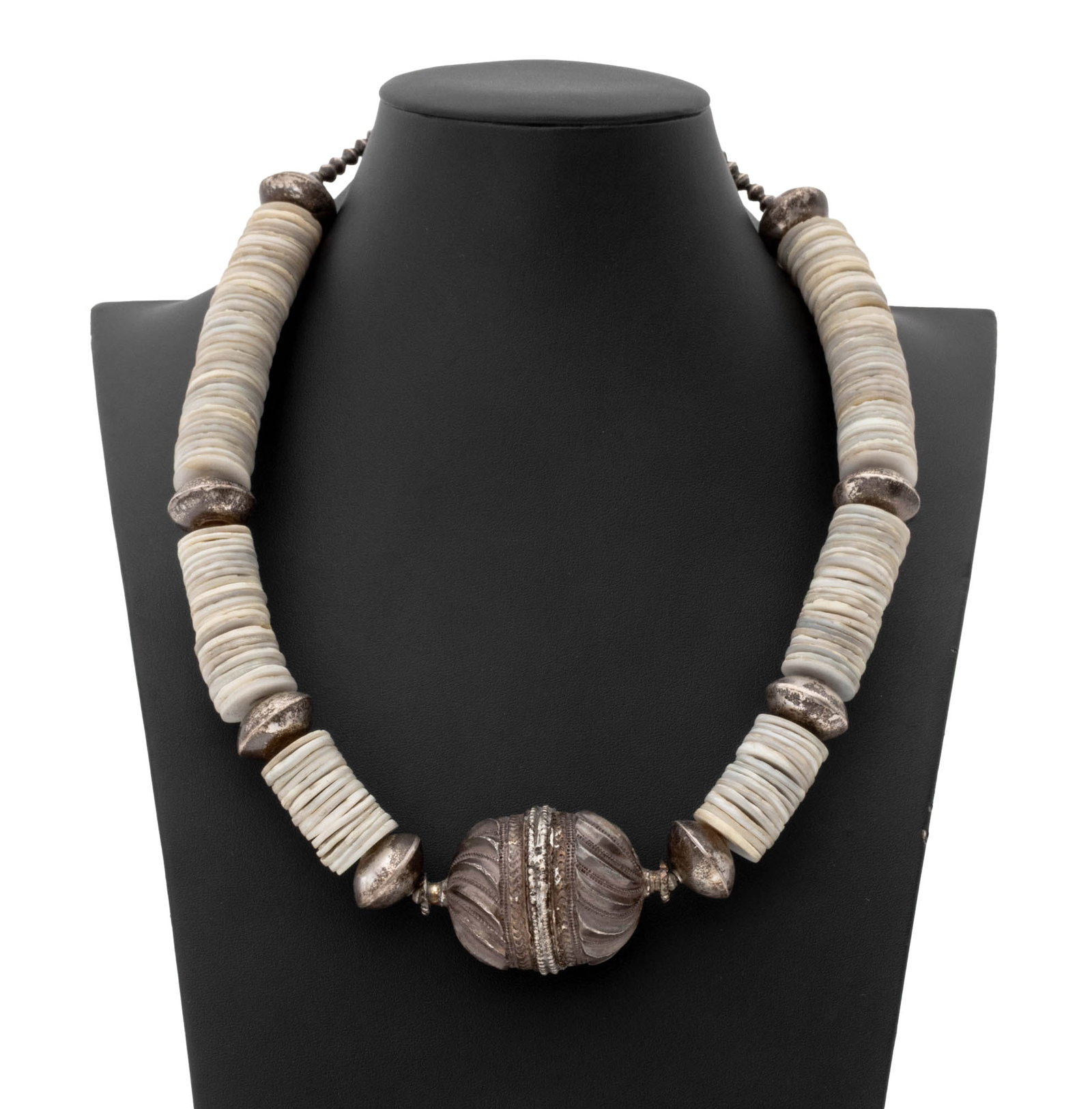 Irena Corwin Shell Heishi Bead and Silver Necklace (1 of 7)