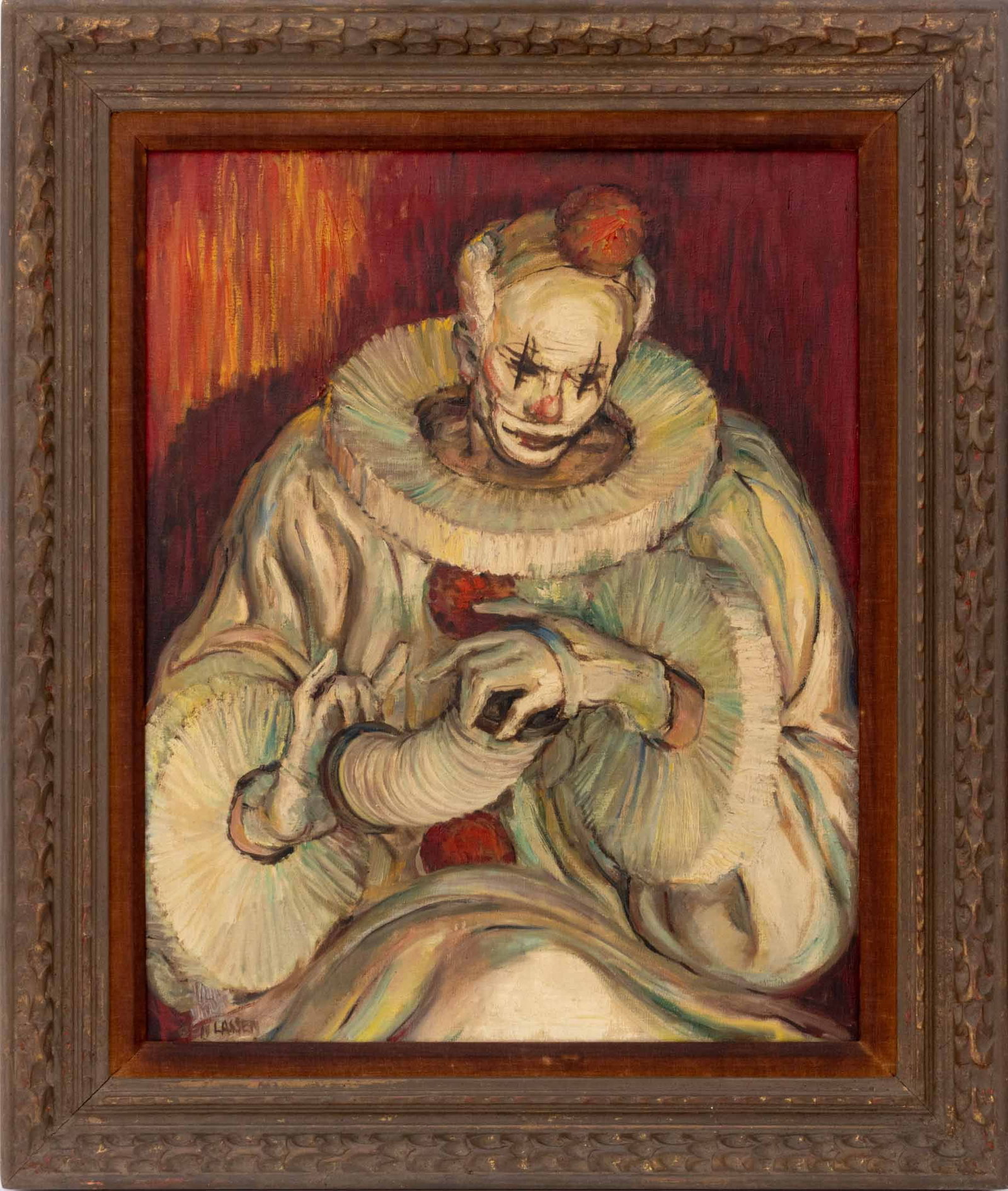 Ben Lassen Portrait of a Clown Oil on Canvas (1 of 7)