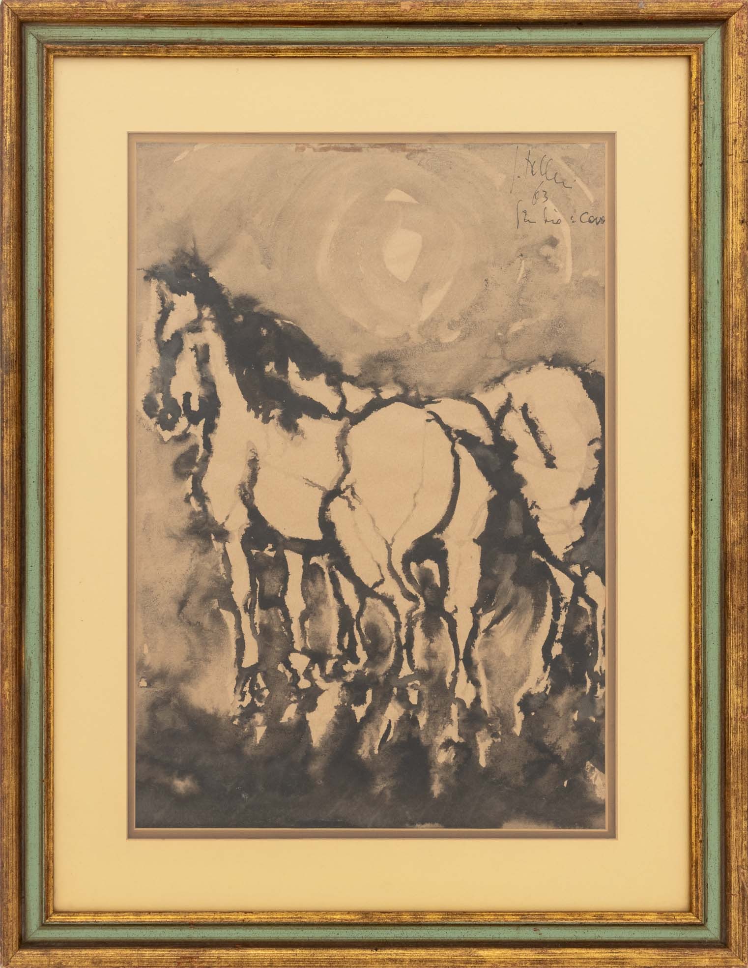 Giovanni Talleri Horse Study Ink on Paper, 1963 (1 of 6)