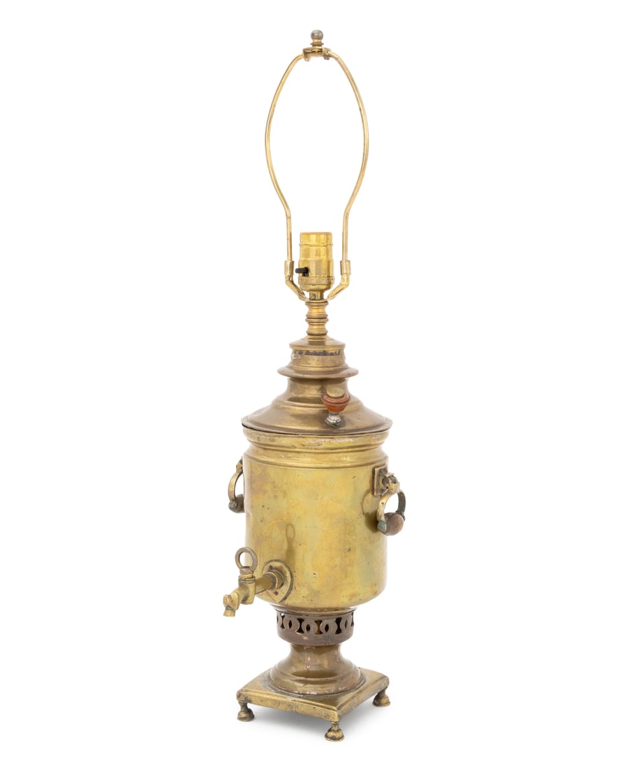 Imperial Russian Brass Samovar Mounted as Lamp (1 of 9)