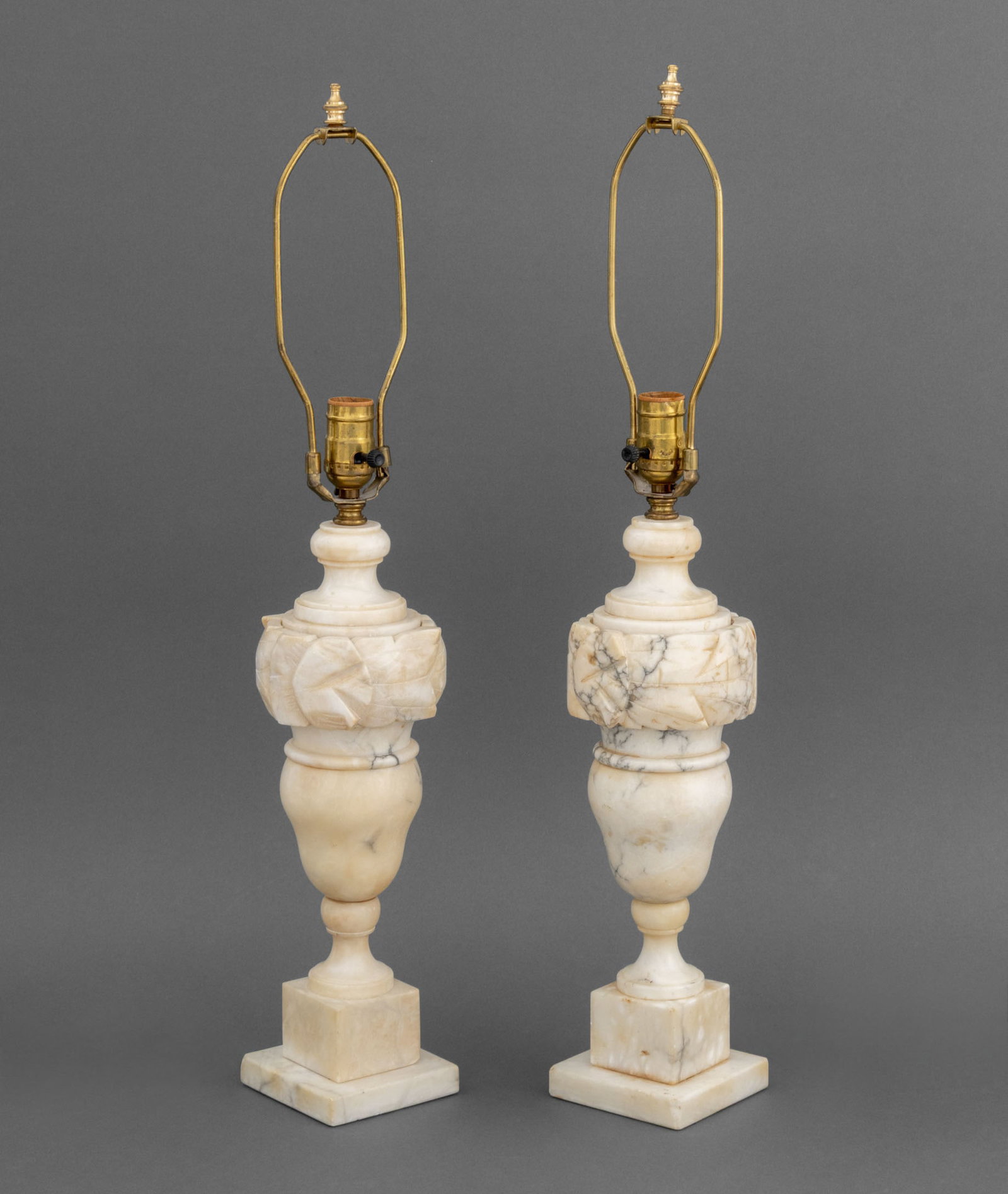 Neoclassical Style Carved Alabaster Table Lamps, 2 (1 of 8)