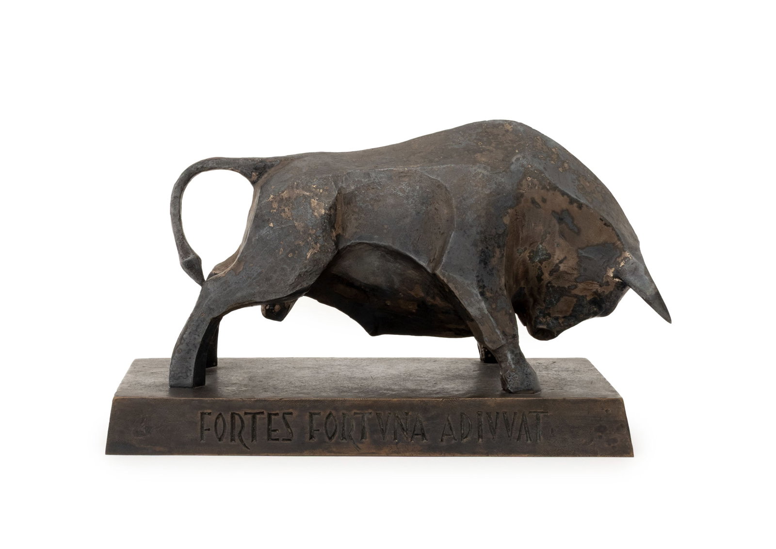 Modernist Brazen Bull Patinated Bronze Sculpture (1 of 11)