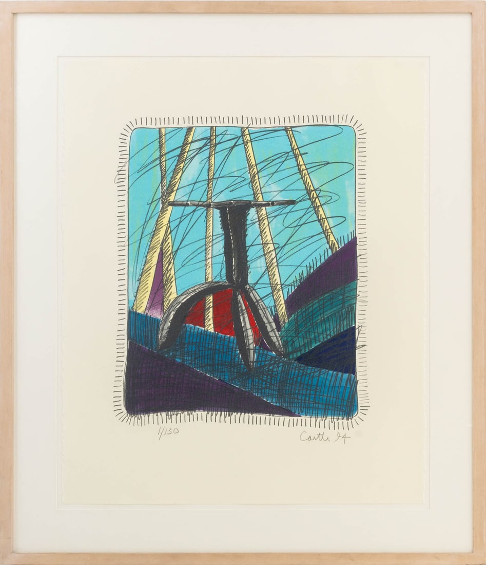 Wendell Castle Abstract Sculpture Lithograph, 1994 (1 of 8)