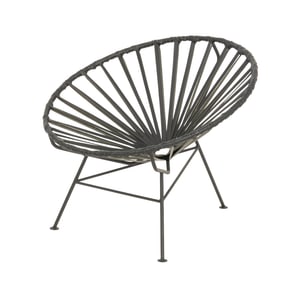 CB2 Sayulita Black Leather Circular Lounge Chair