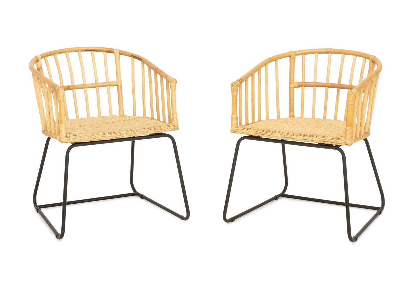 CB2 Woven Rattan Barrel Armchairs, Pair (1 of 7)