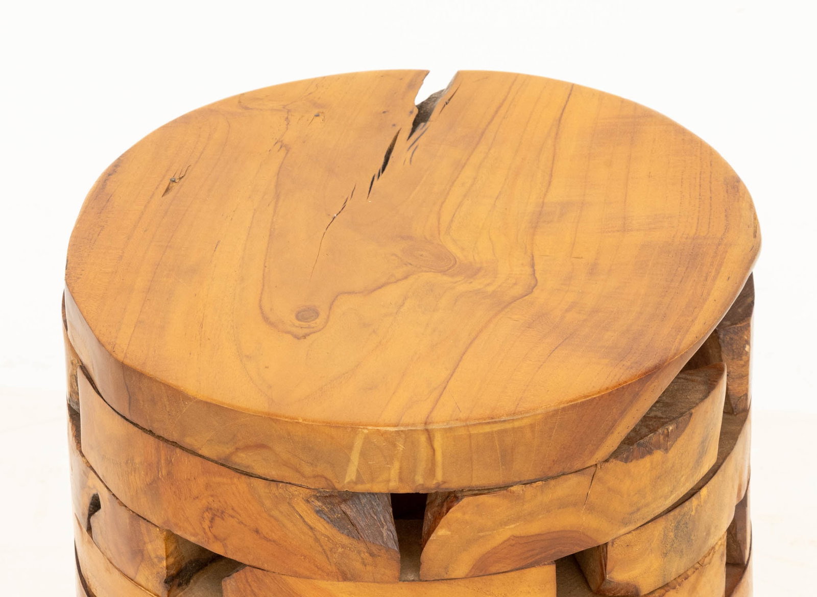 Stacked Teak Slab Stool - 2