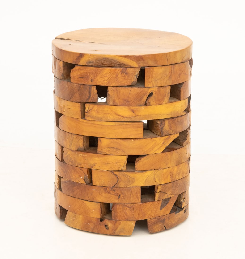 Stacked Teak Slab Stool - 3