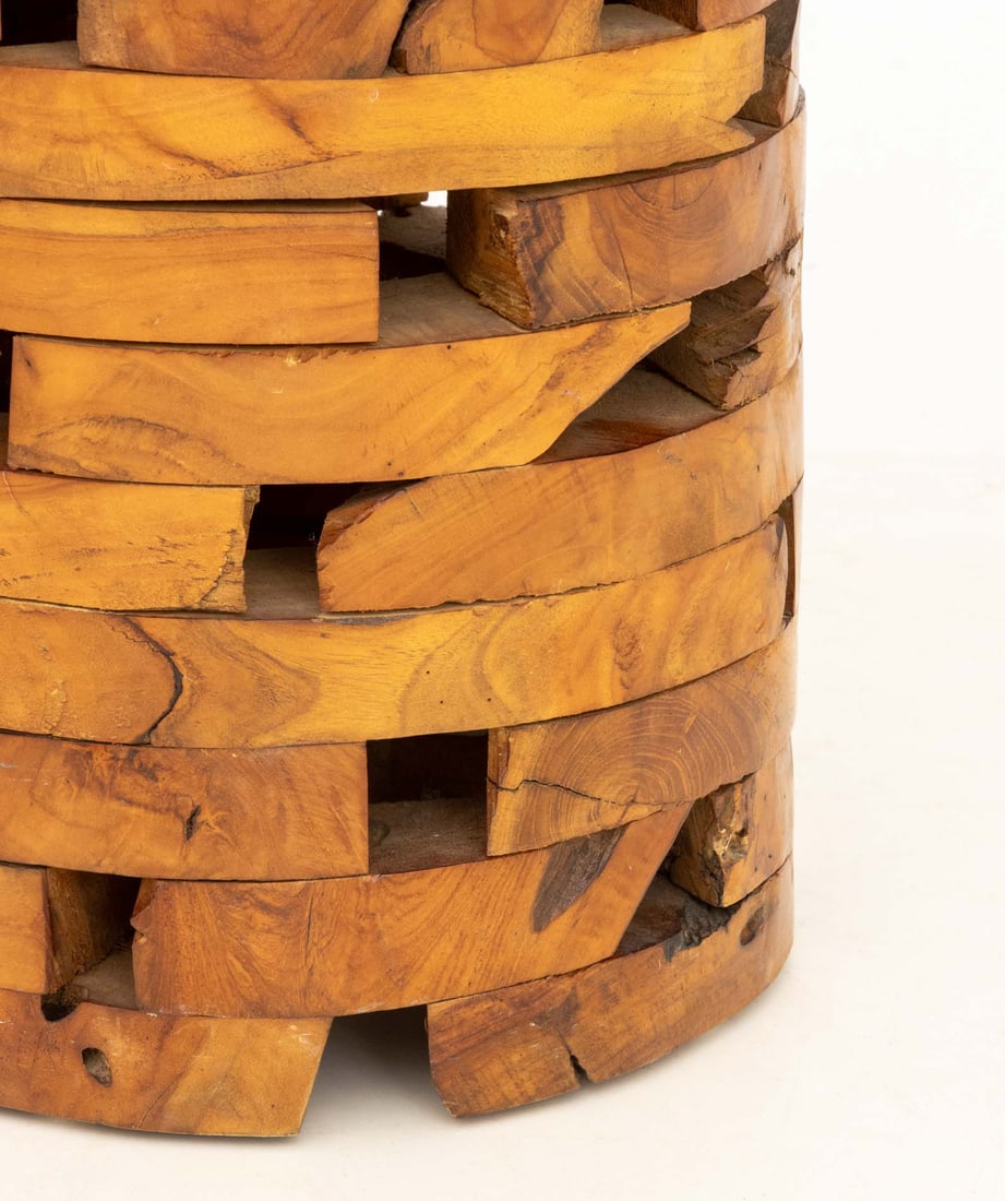 Stacked Teak Slab Stool - 4