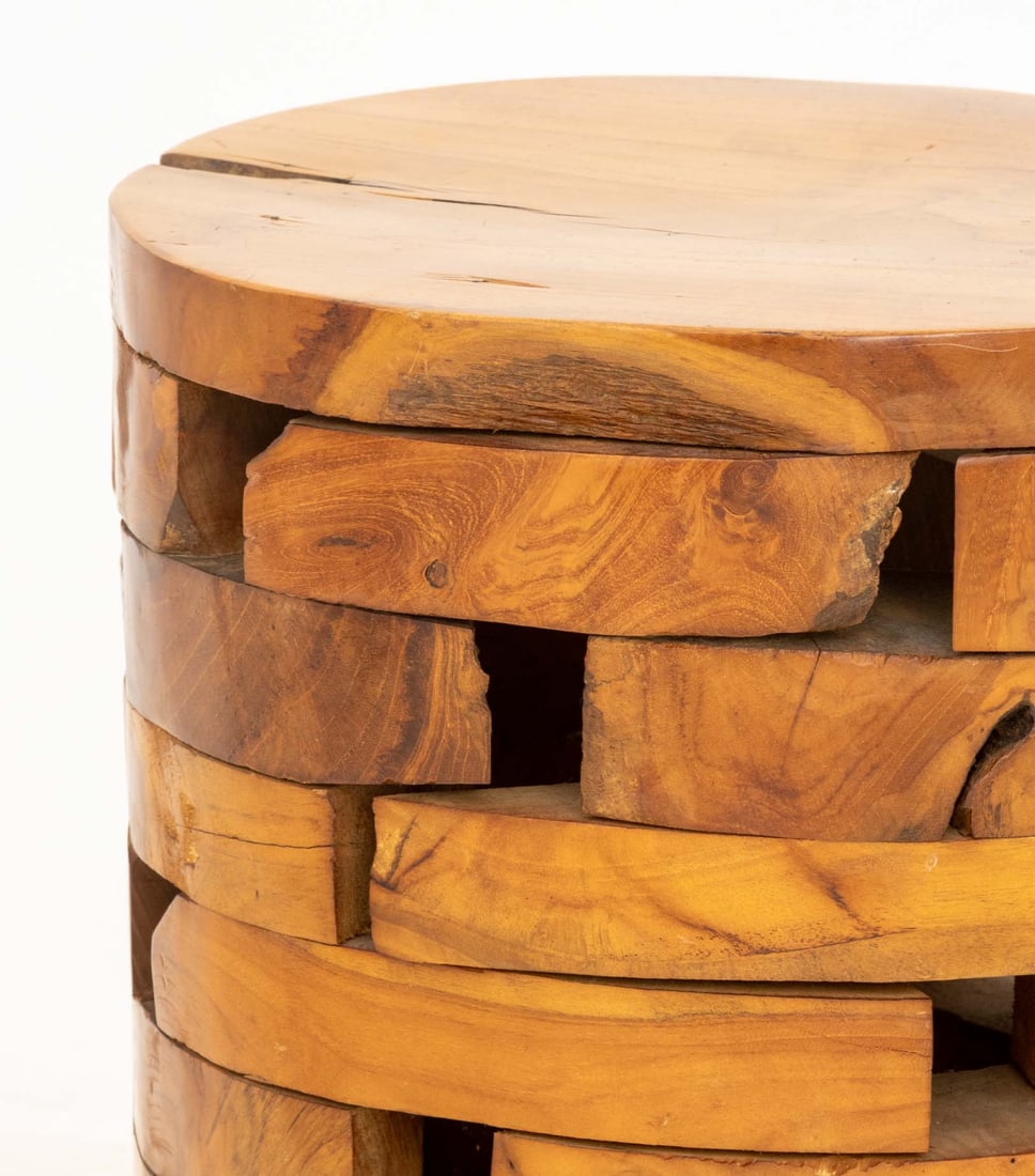 Stacked Teak Slab Stool - 5