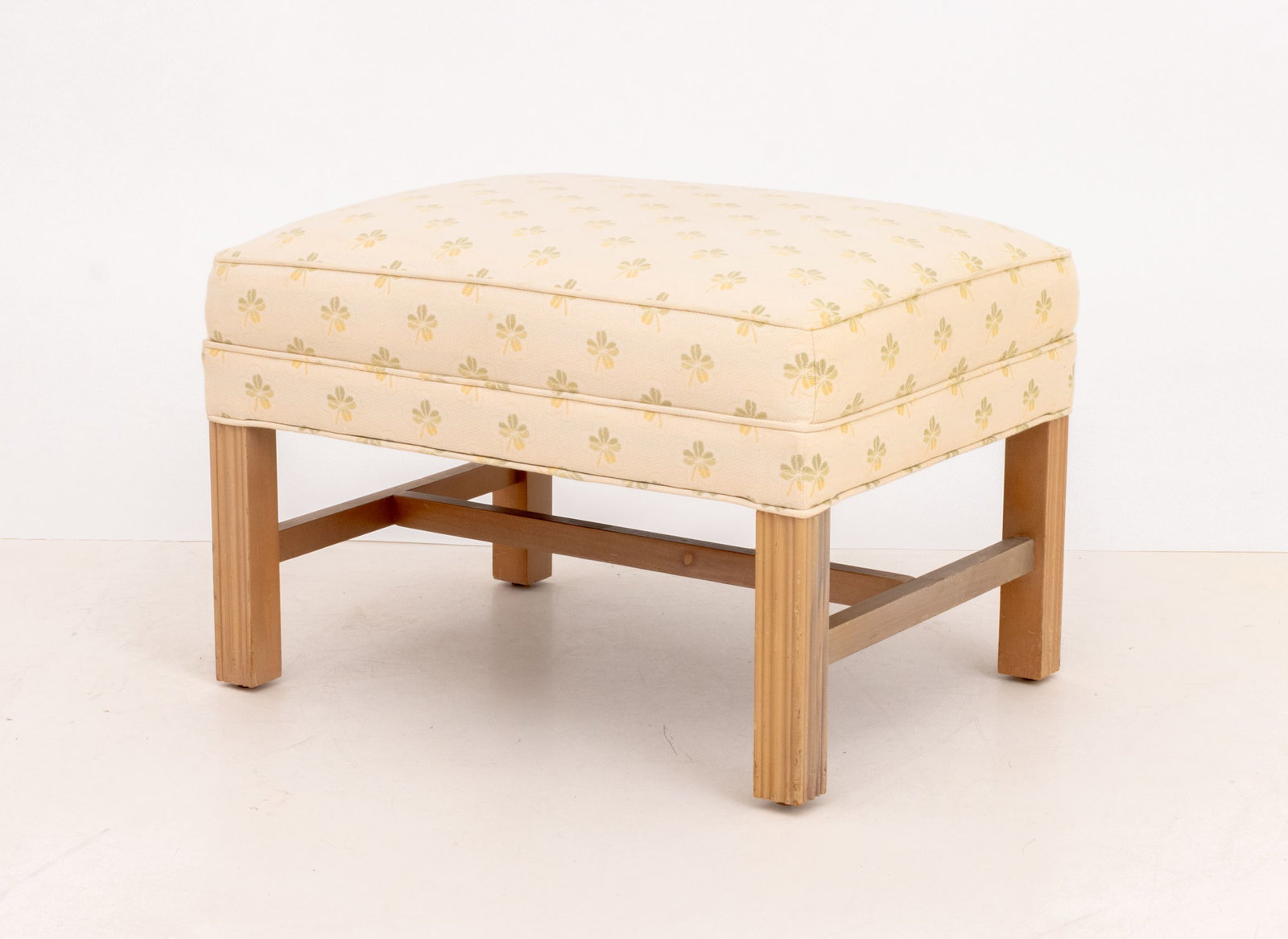 Four-Leaf Clover Pattern Upholstered Ottomans, Pr. - 6