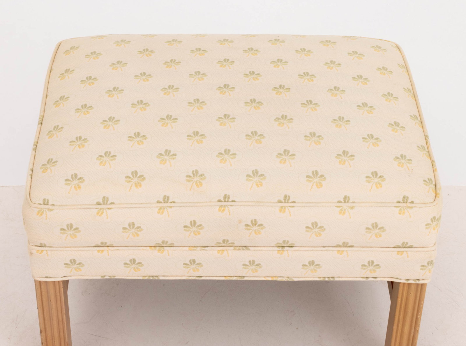 Four-Leaf Clover Pattern Upholstered Ottomans, Pr. - 7