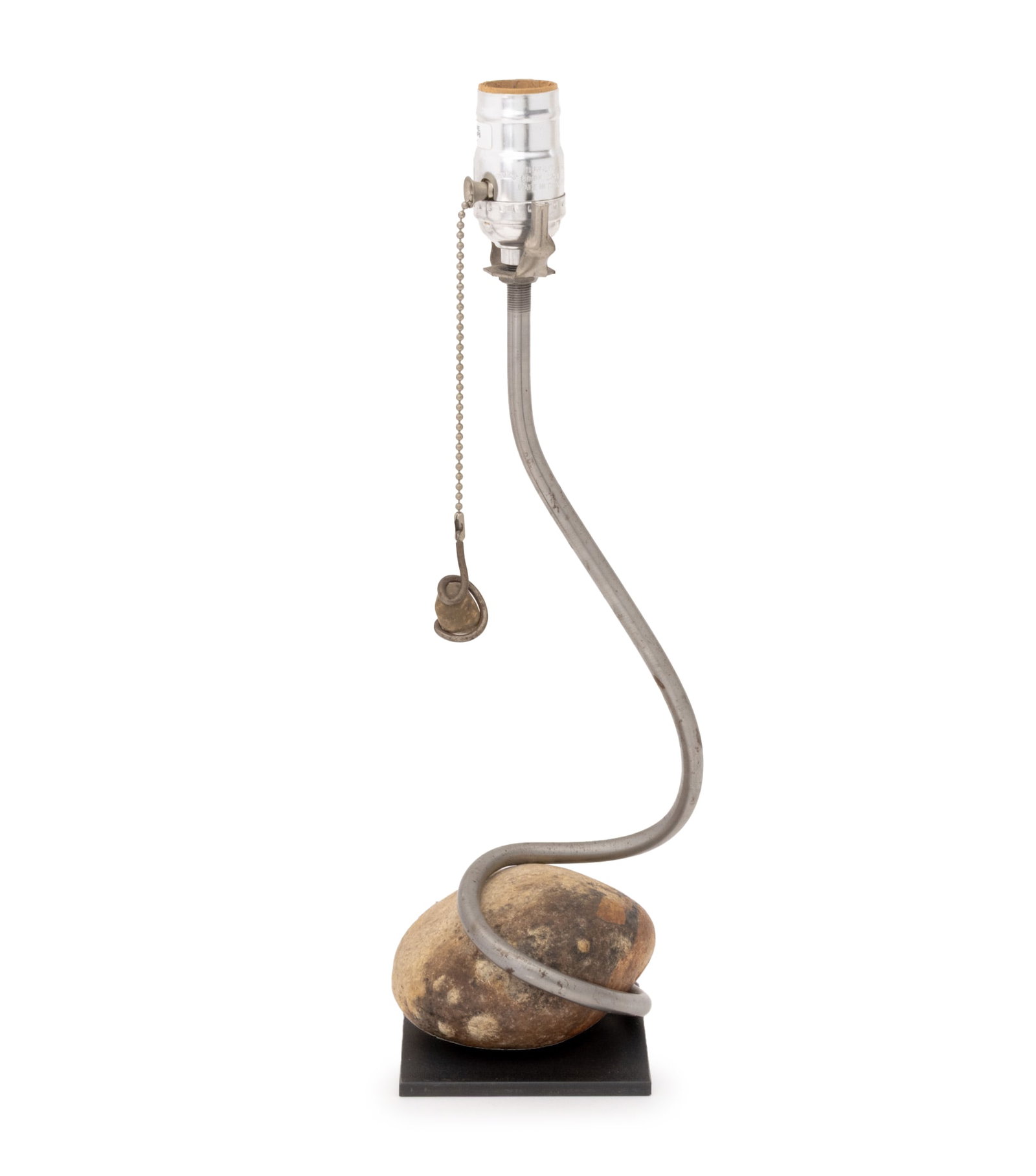 Festa & Co. Glenn Ellen Rock & Steel Table Lamp: Festa & Co. Glenn Ellen, C.A. Rock and Steel Table Lamp, marked to underside. 15.75" H x 4.25" W x 4.5" D. Provenance: The Morningside Heights Estate of an Academic. Keywords: California Designer,