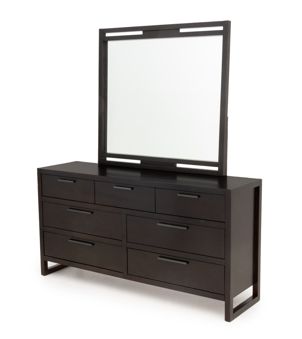 Casana "Tahoe" Seven Drawer Mirrored Dresser: Casana "Tahoe" Seven Drawer Mirrored Dresser, two short drawers above four frieze drawers, "Casana" label to reverse. 76" H x 66" W x 19" D. Provenance: From a New York City Estate. Keywords: