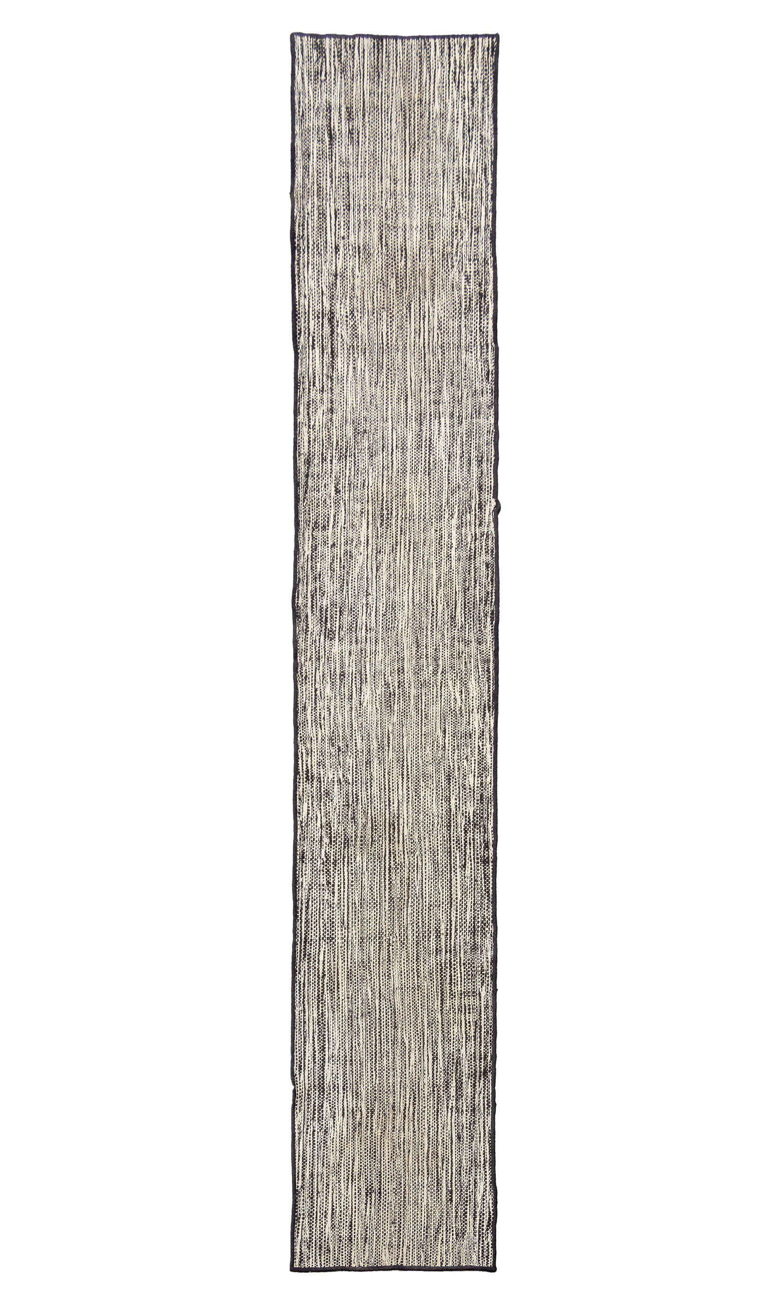 Modern Black & White Striped Runner, 11' x 1' 11": Modern Black and White Striped Pattern Wool Runner. 11' 11.25" L x 1' 11.5" W. Provenance: From an Upper West Side Townhouse. Keywords: Hallway rugs, Carpets, Area rugs, Textiles, Home Accents,