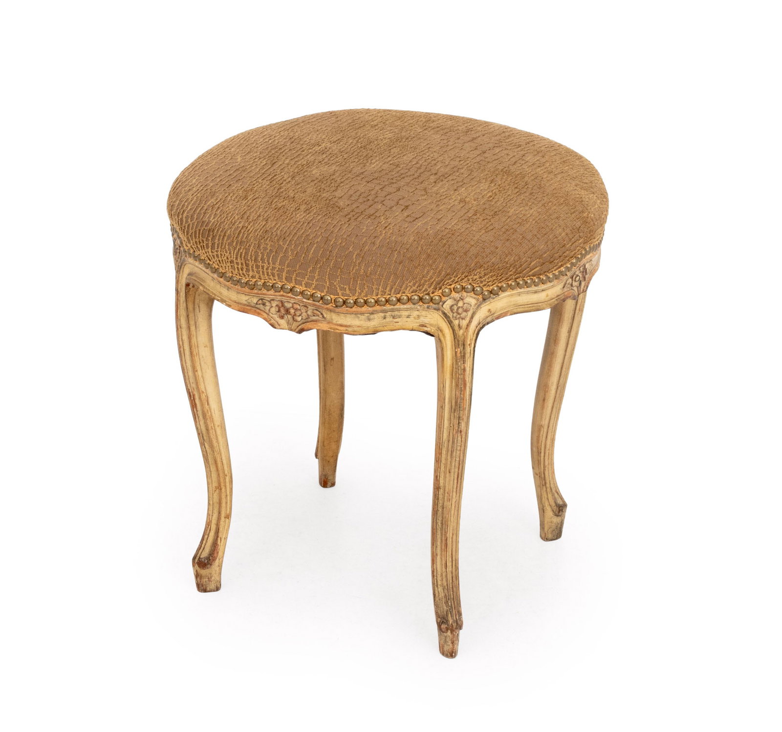 Louis XV Style Snakeskin Print Upholstered Ottoman (1 of 7)