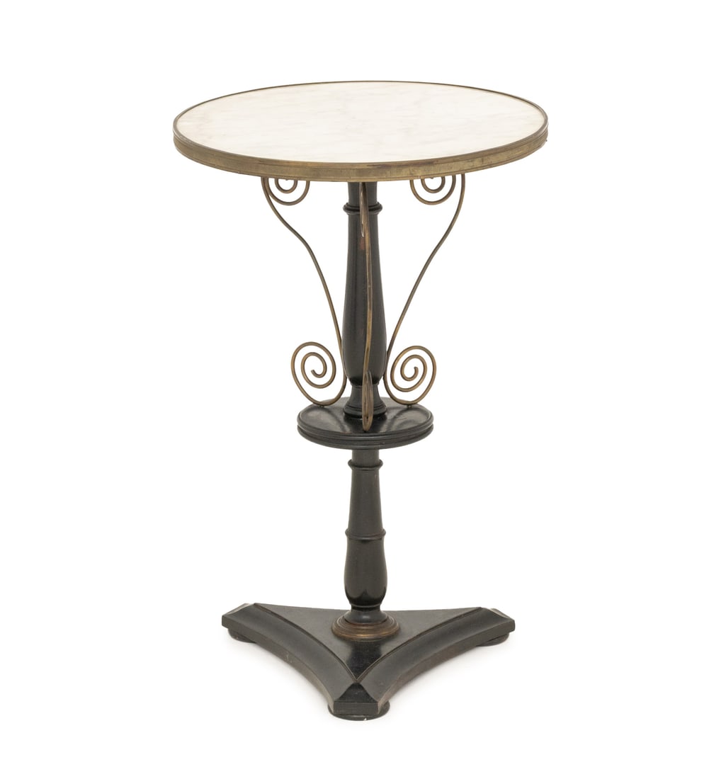 French White Marble Top Ebonized Wood Gueridon (1 of 5)