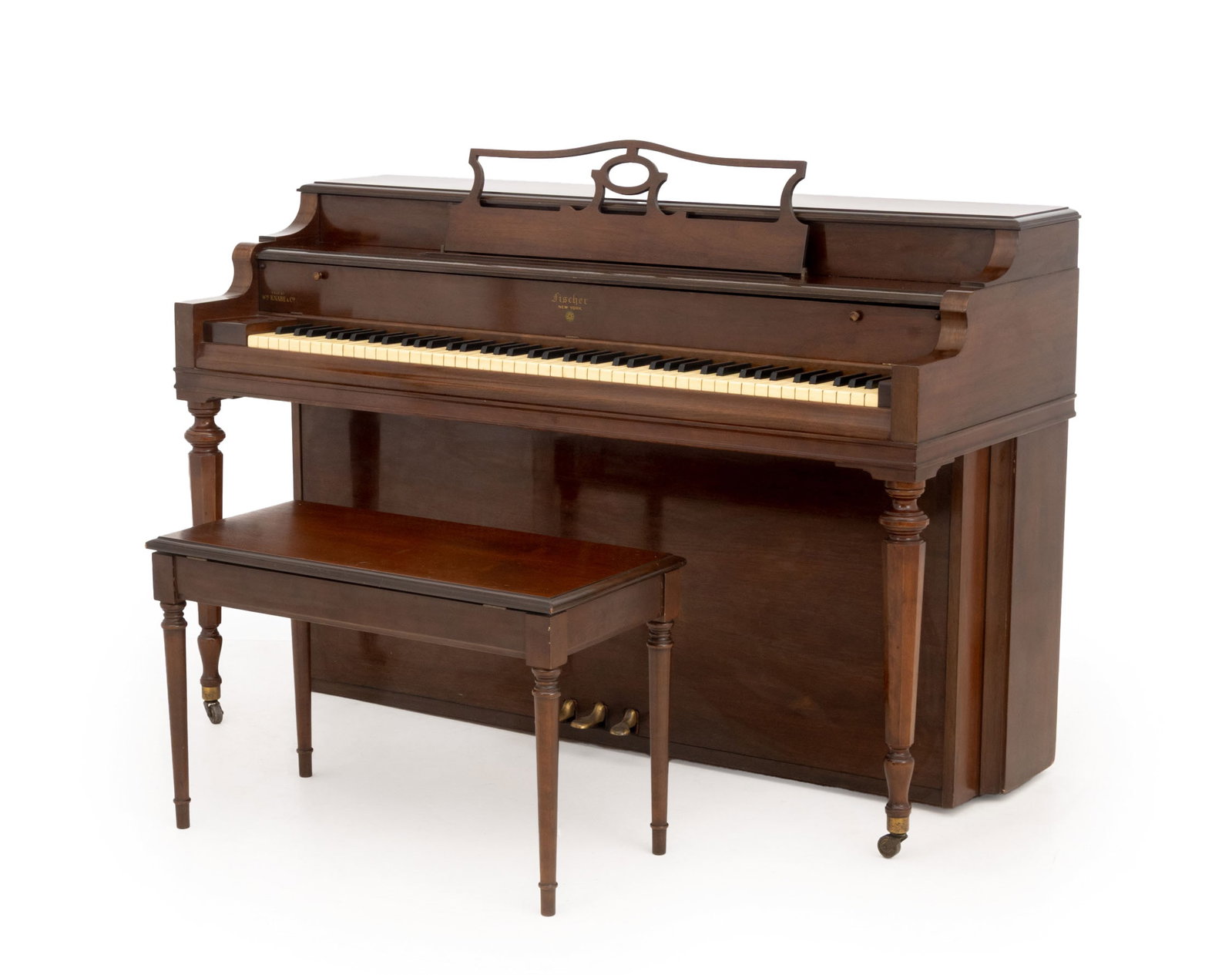 J.C. Fischer Walnut Upright Spinet Piano and Bench (1 of 15)