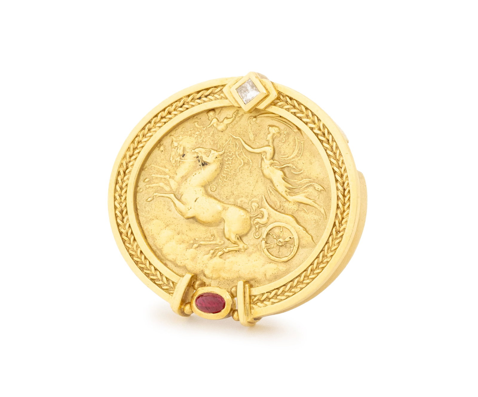 Seidengang Yellow Gold, Diamond & Ruby Pin Pendant (1 of 11)