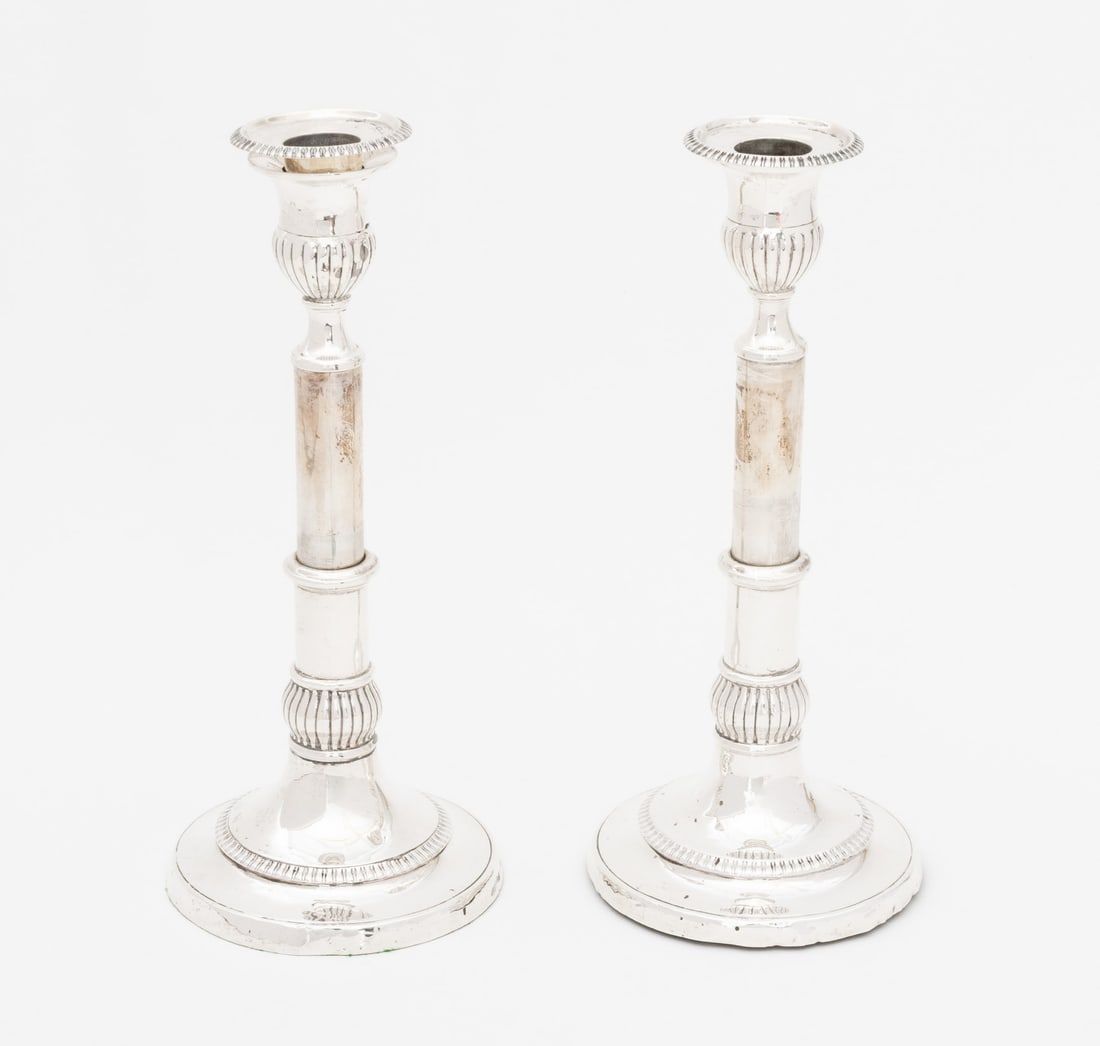George III Silver Telescopic Candlesticks, Pair - 3