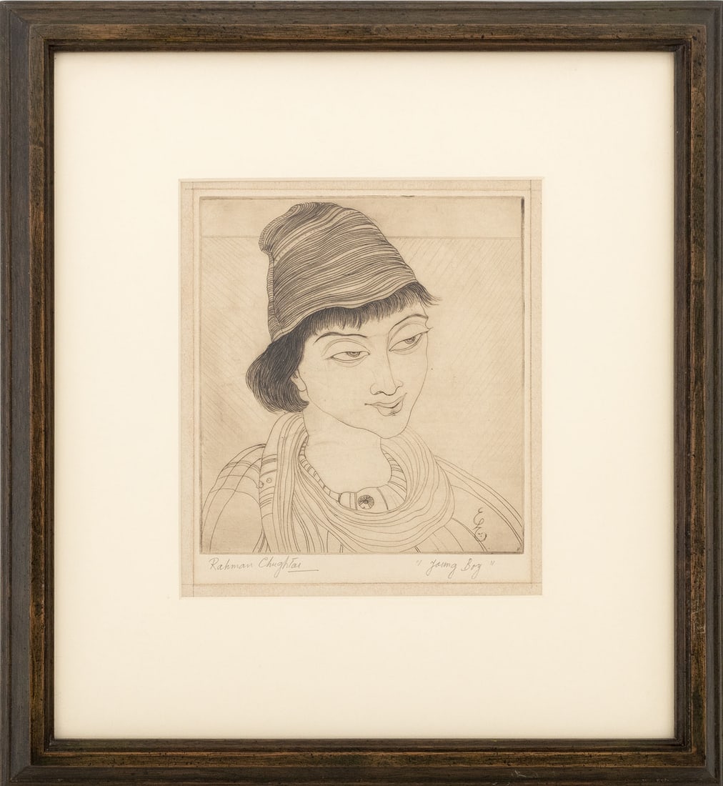 Abdur Rahman Chughtai "Young Boy" Etching (1 of 9)
