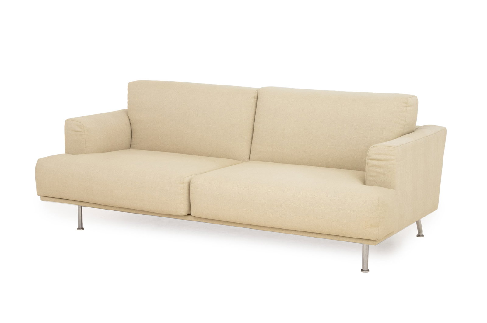 Piero Lissoni for Cassina "Nest" Sofa: Piero Lissoni for Cassina "Nest" Sofa, beige fabric upholstery on steel tubular frame, label to underside. 32" H x 77" W x 38" D; seat: 17" H. Provenance: From a Madison Avenue Collection. Keywords: