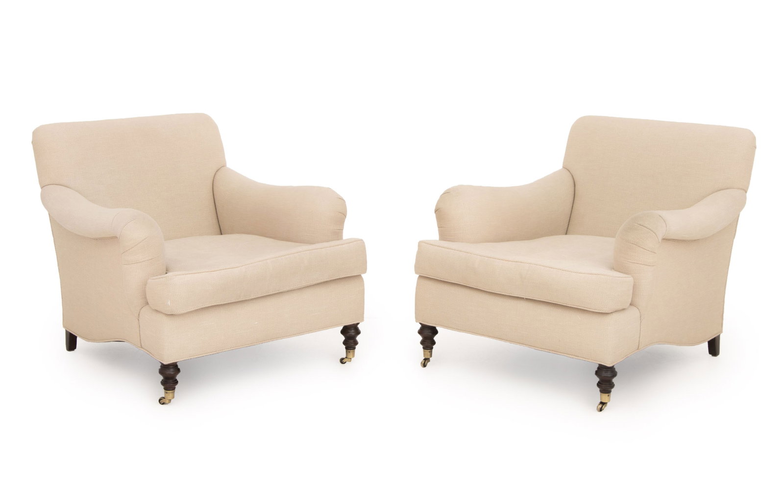 Edward Ferrell Beige Upholstered Armchairs, Pair (1 of 8)