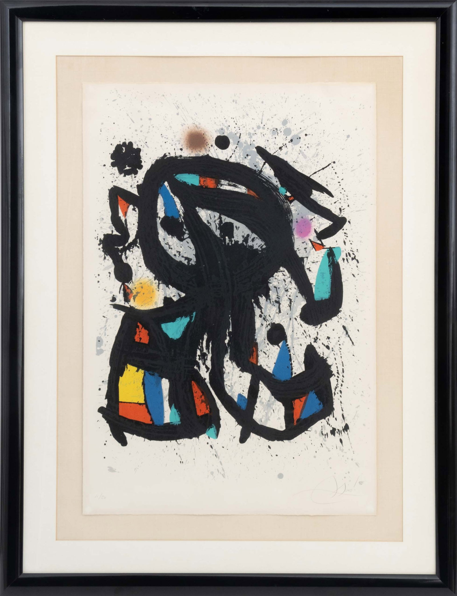 Joan Miro "L'Etudiant" Lithograph, 1975: Joan Miro (Spanish, 1893-1983), "L'Estudiant" [The Student], Lithograph in Colors on Arches Paper, 1975, signed in pencil lower right, numbered edition "11/50" lower left, published by The Committee t